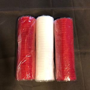 NIP Mesh Ribbon Rolls 3 rolls 2 red 1 white